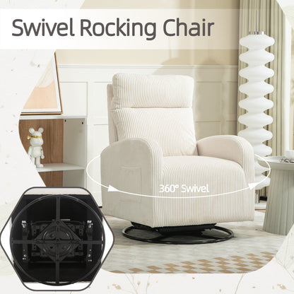 Modern Upholstered Swivel Glider Rocking Chair for Nursery