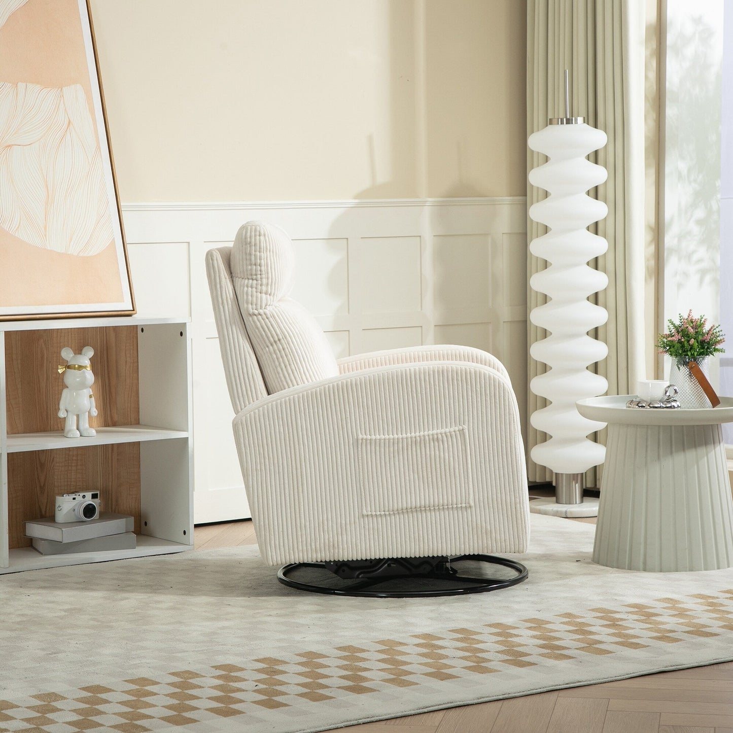 Modern Upholstered Swivel Glider Rocking Chair for Nursery