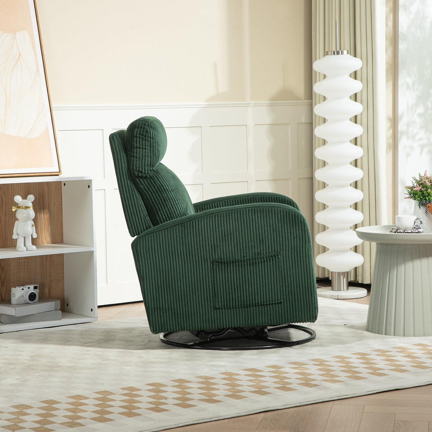 Modern Upholstered Swivel Glider Rocking Chair for Nursery