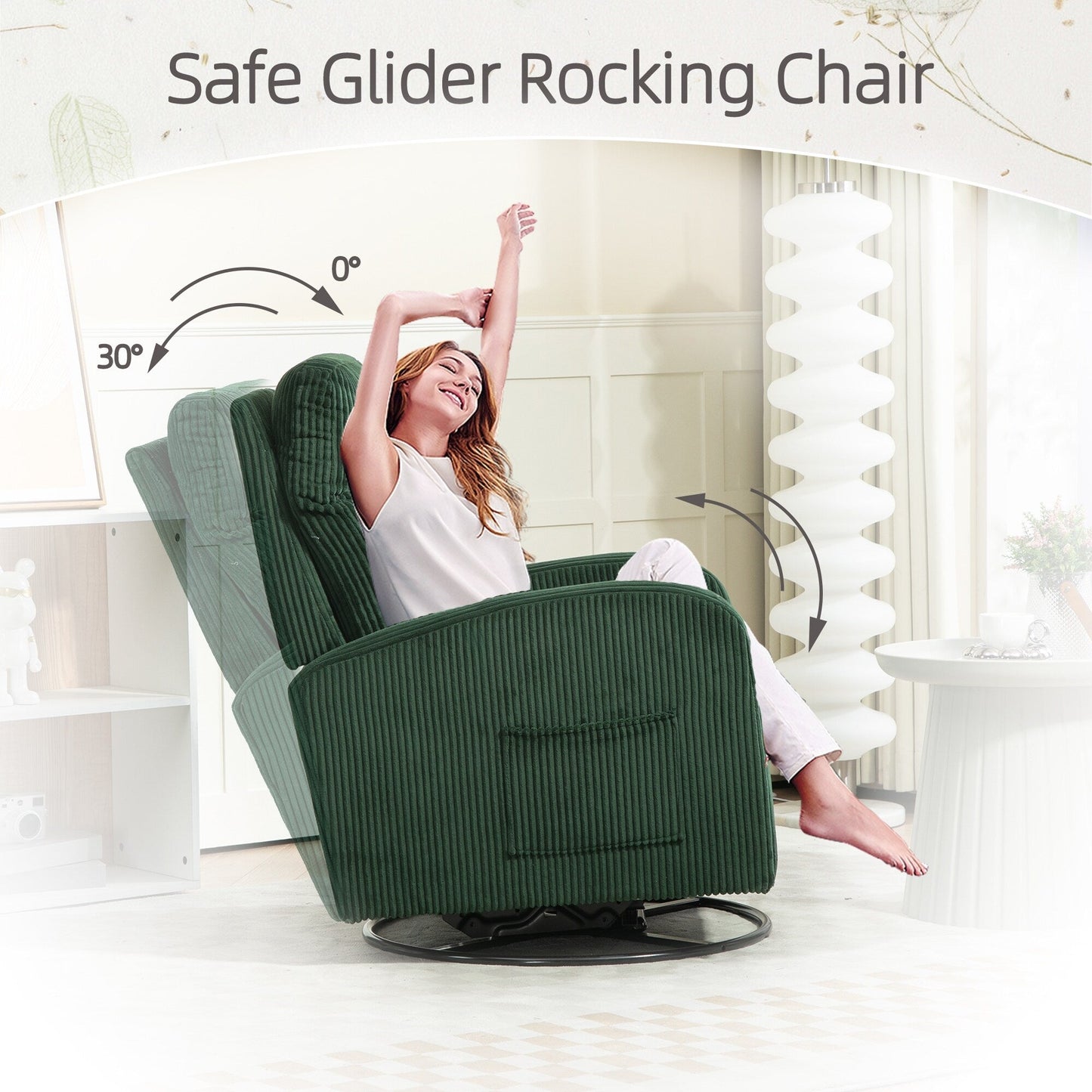 Modern Upholstered Swivel Glider Rocking Chair for Nursery