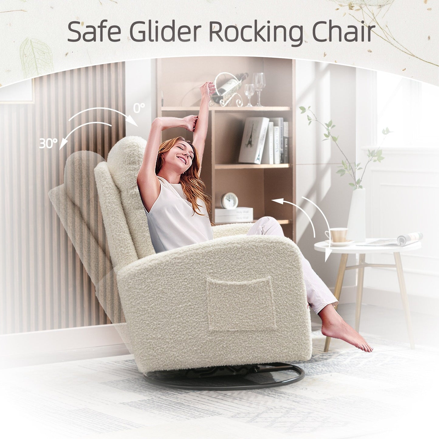Modern Upholstered Swivel Glider Rocking Chair for Nursery