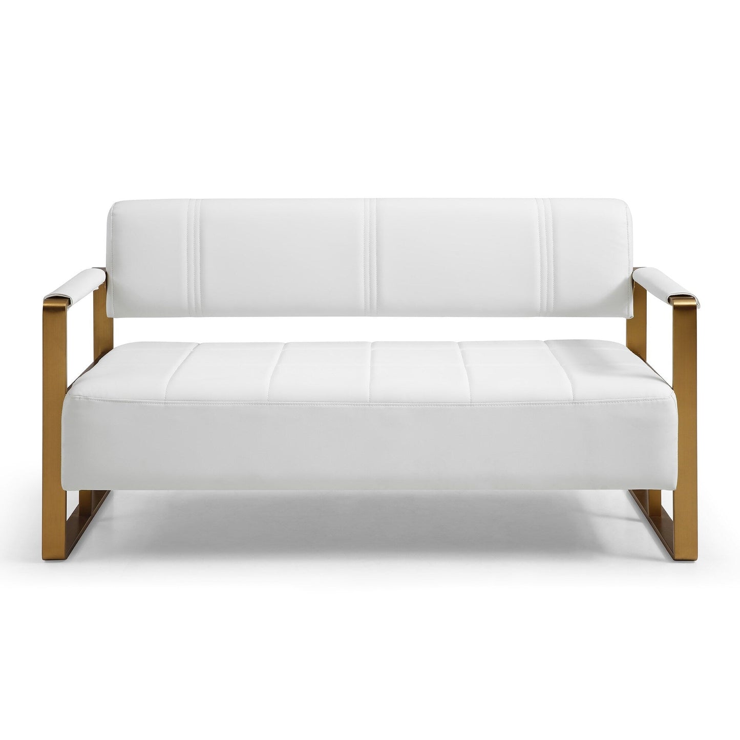 Modern Upholstery Faux Bonded Leather Loveseat Sofa