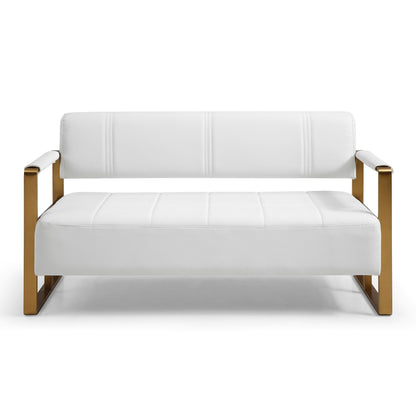 Modern Upholstery Faux Bonded Leather Loveseat Sofa