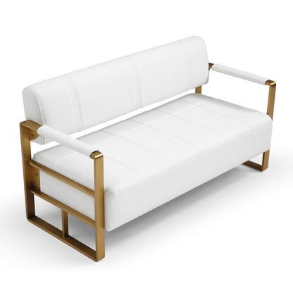 Modern Upholstery Faux Bonded Leather Loveseat Sofa