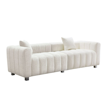 Modern Velvet 3-Seater Modular Sofa with Metal Base Legs and 2 Pillows for Living Room Bedroom
