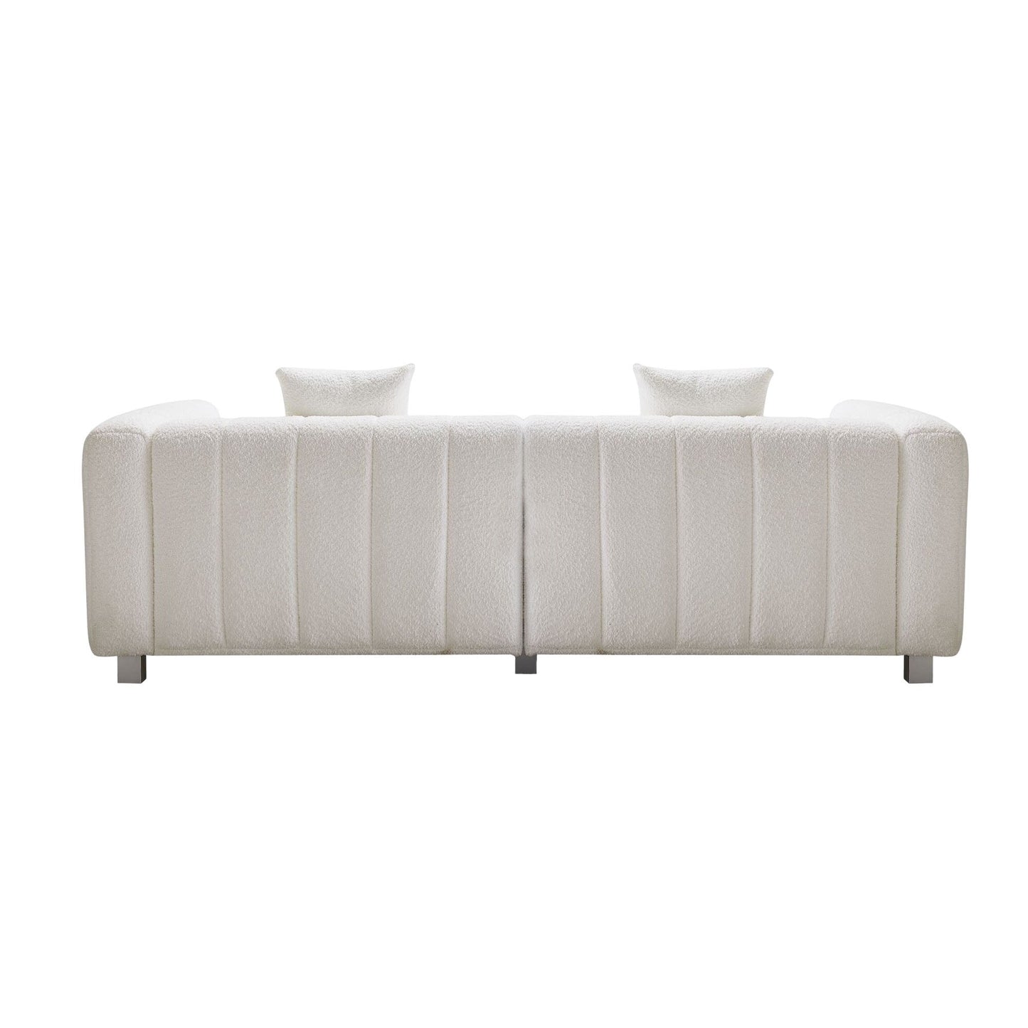 Modern Velvet 3-Seater Modular Sofa with Metal Base Legs and 2 Pillows for Living Room Bedroom