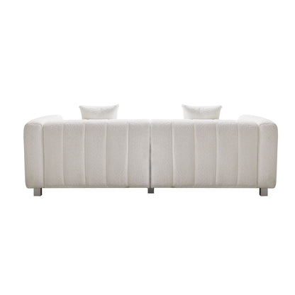 Modern Velvet 3-Seater Modular Sofa with Metal Base Legs and 2 Pillows for Living Room Bedroom