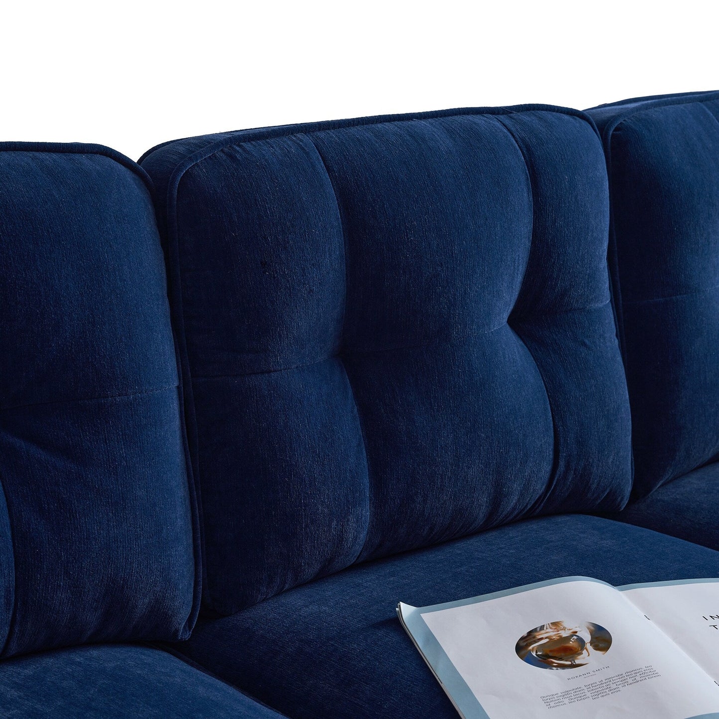 Modern Velvet L-Shaped Sectional Sofa with Metal Legs and Wide Backrest for Living Room Bedroom