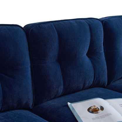 Modern Velvet L-Shaped Sectional Sofa with Metal Legs and Wide Backrest for Living Room Bedroom