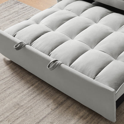 Modern Velvet Loveseat Futon Sofa Couch w/Pullout Bed,Small Love Seat Lounge Sofa w/Reclining Backrest,Toss Pillows