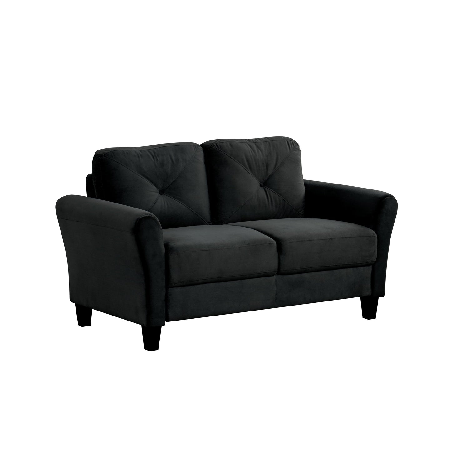 Modern Velvet Loveseat with Angled Backrest and Solid Wood Frame for Living Room Small Spaces