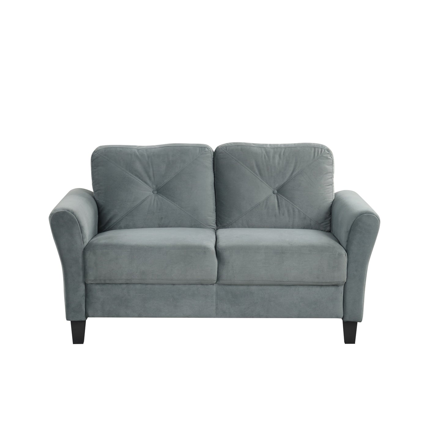 Modern Velvet Loveseat with Angled Backrest and Solid Wood Frame for Living Room Small Spaces