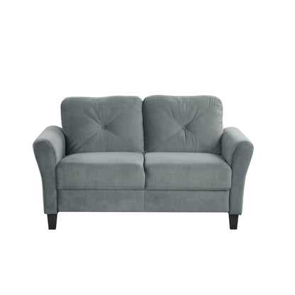 Modern Velvet Loveseat with Angled Backrest and Solid Wood Frame for Living Room Small Spaces
