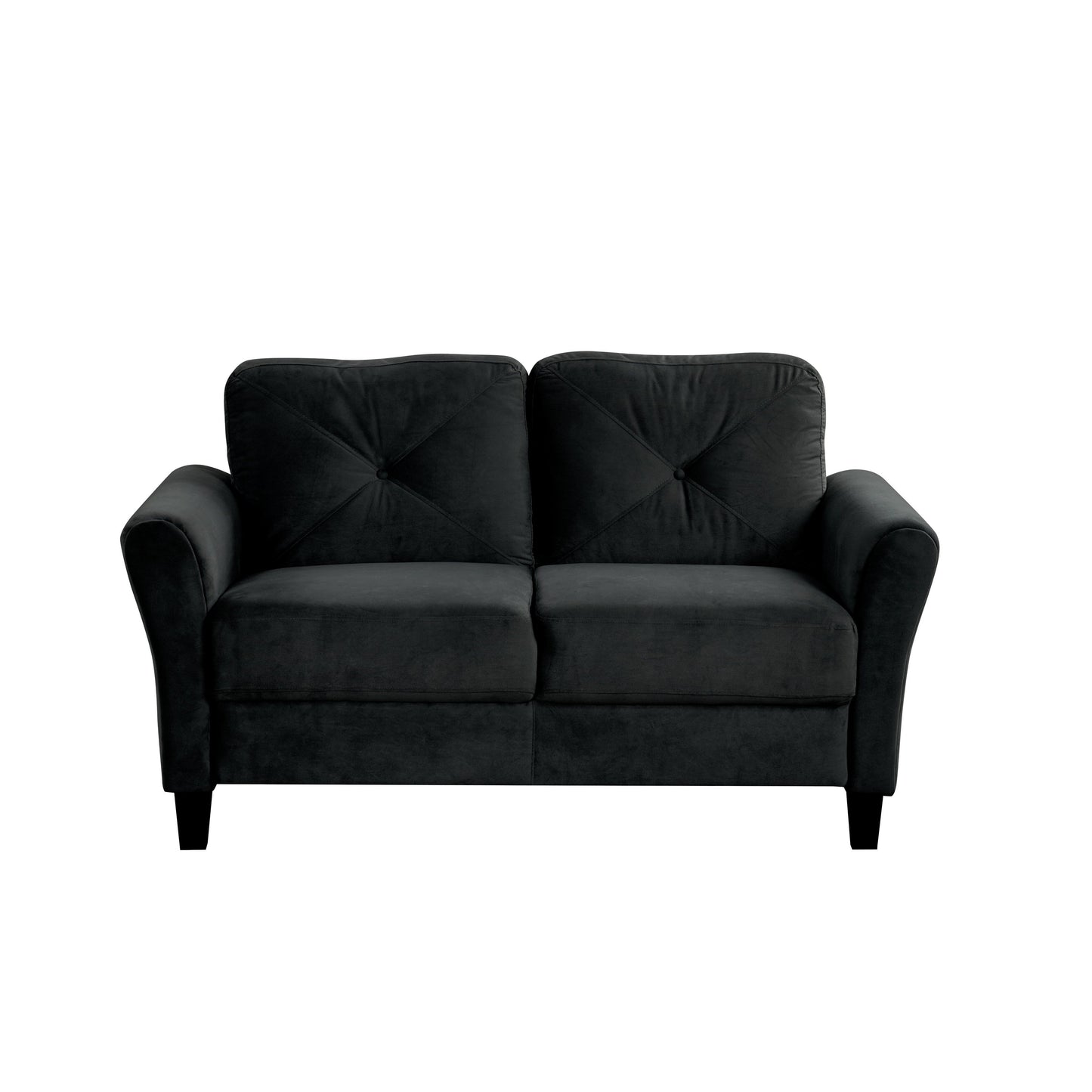 Modern Velvet Loveseat with Angled Backrest and Solid Wood Frame for Living Room Small Spaces
