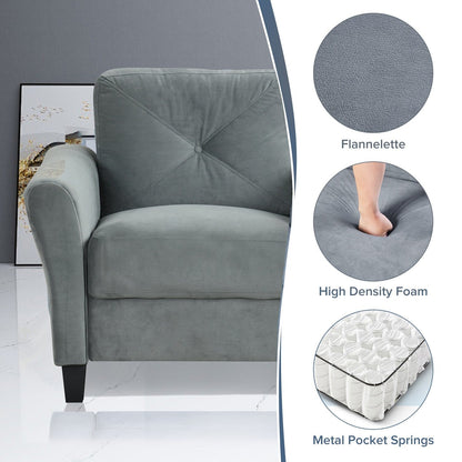 Modern Velvet Loveseat with Angled Backrest and Solid Wood Frame for Living Room Small Spaces