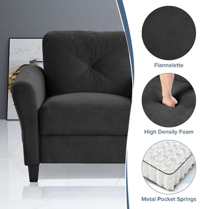 Modern Velvet Loveseat with Angled Backrest and Solid Wood Frame for Living Room Small Spaces