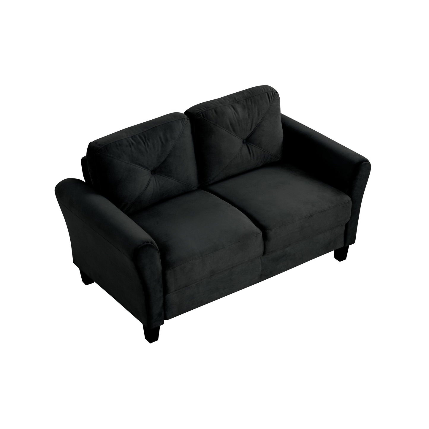 Modern Velvet Loveseat with Angled Backrest and Solid Wood Frame for Living Room Small Spaces