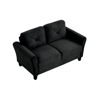 Modern Velvet Loveseat with Angled Backrest and Solid Wood Frame for Living Room Small Spaces