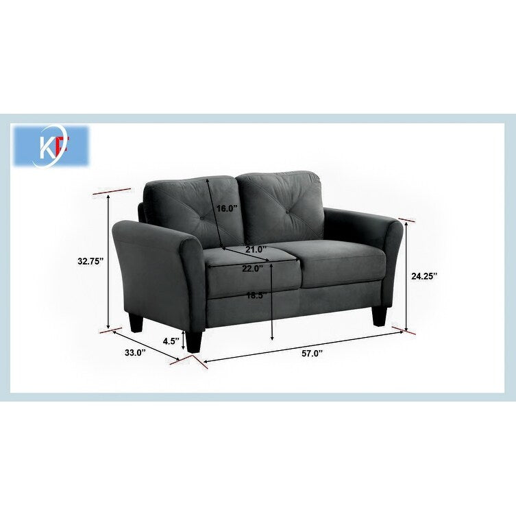 Modern Velvet Loveseat with Angled Backrest and Solid Wood Frame for Living Room Small Spaces
