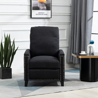 Modern Velvet Manual Recliner with Cushions and Nailhead Decoration