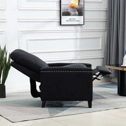 Modern Velvet Manual Recliner with Cushions and Nailhead Decoration