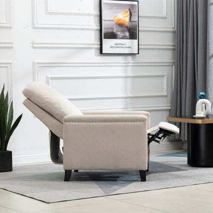Modern Velvet Manual Recliner with Cushions and Nailhead Decoration