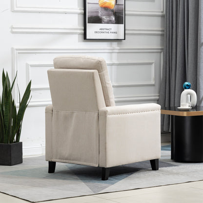 Modern Velvet Manual Recliner with Cushions and Nailhead Decoration