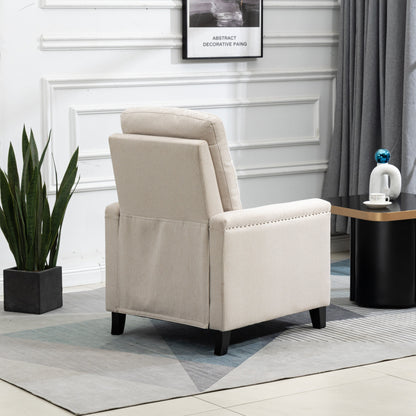 Modern Velvet Manual Recliner with Cushions and Nailhead Decoration