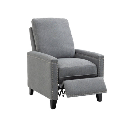 Modern Velvet Manual Recliner with Cushions and Nailhead Decoration
