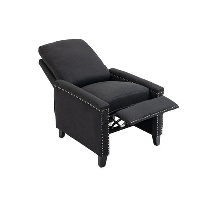Modern Velvet Manual Recliner with Cushions and Nailhead Decoration