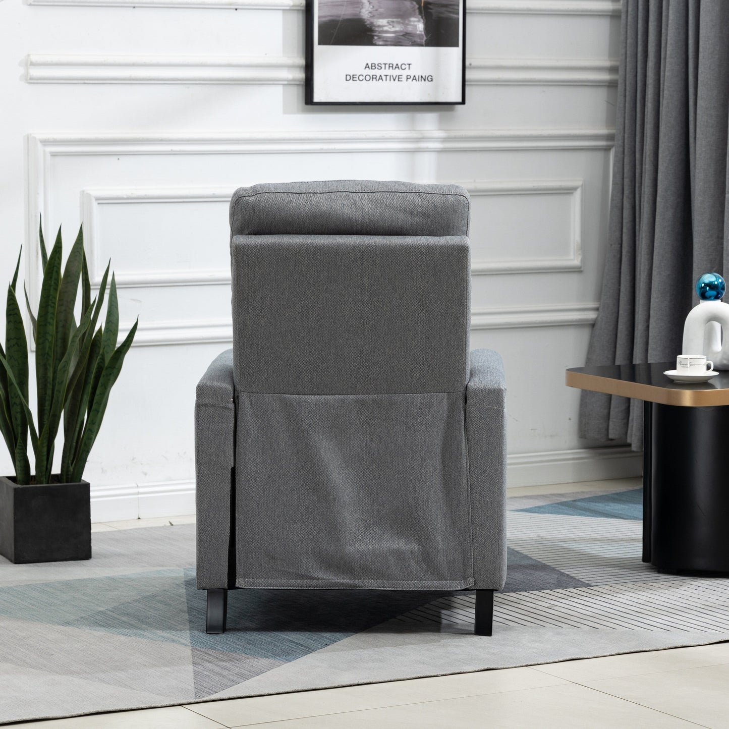 Modern Velvet Manual Recliner with Cushions and Nailhead Decoration