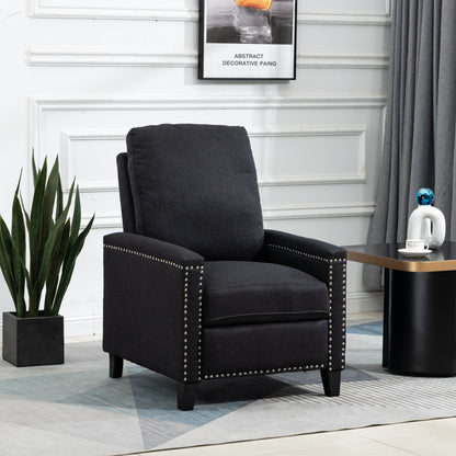 Modern Velvet Manual Recliner with Cushions and Nailhead Decoration