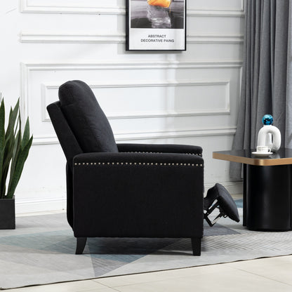 Modern Velvet Manual Recliner with Cushions and Nailhead Decoration
