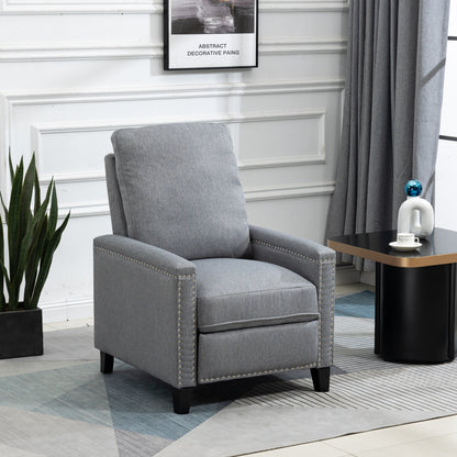 Modern Velvet Manual Recliner with Cushions and Nailhead Decoration
