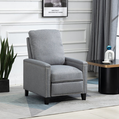 Modern Velvet Manual Recliner with Cushions and Nailhead Decoration