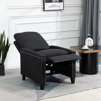Modern Velvet Manual Recliner with Cushions and Nailhead Decoration