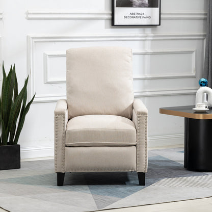 Modern Velvet Manual Recliner with Cushions and Nailhead Decoration