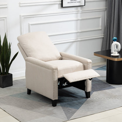 Modern Velvet Manual Recliner with Cushions and Nailhead Decoration