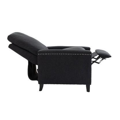 Modern Velvet Manual Recliner with Cushions and Nailhead Decoration