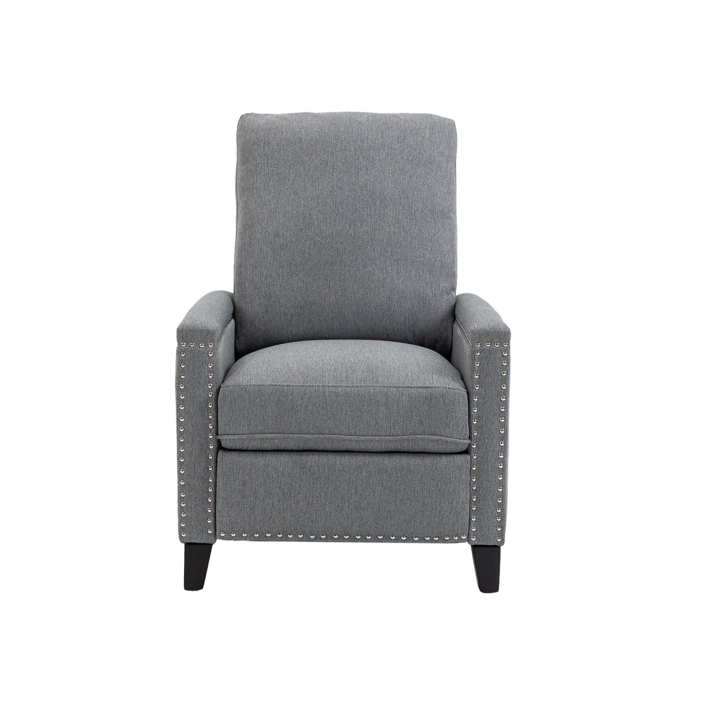 Modern Velvet Manual Recliner with Cushions and Nailhead Decoration