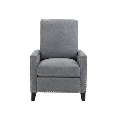 Modern Velvet Manual Recliner with Cushions and Nailhead Decoration