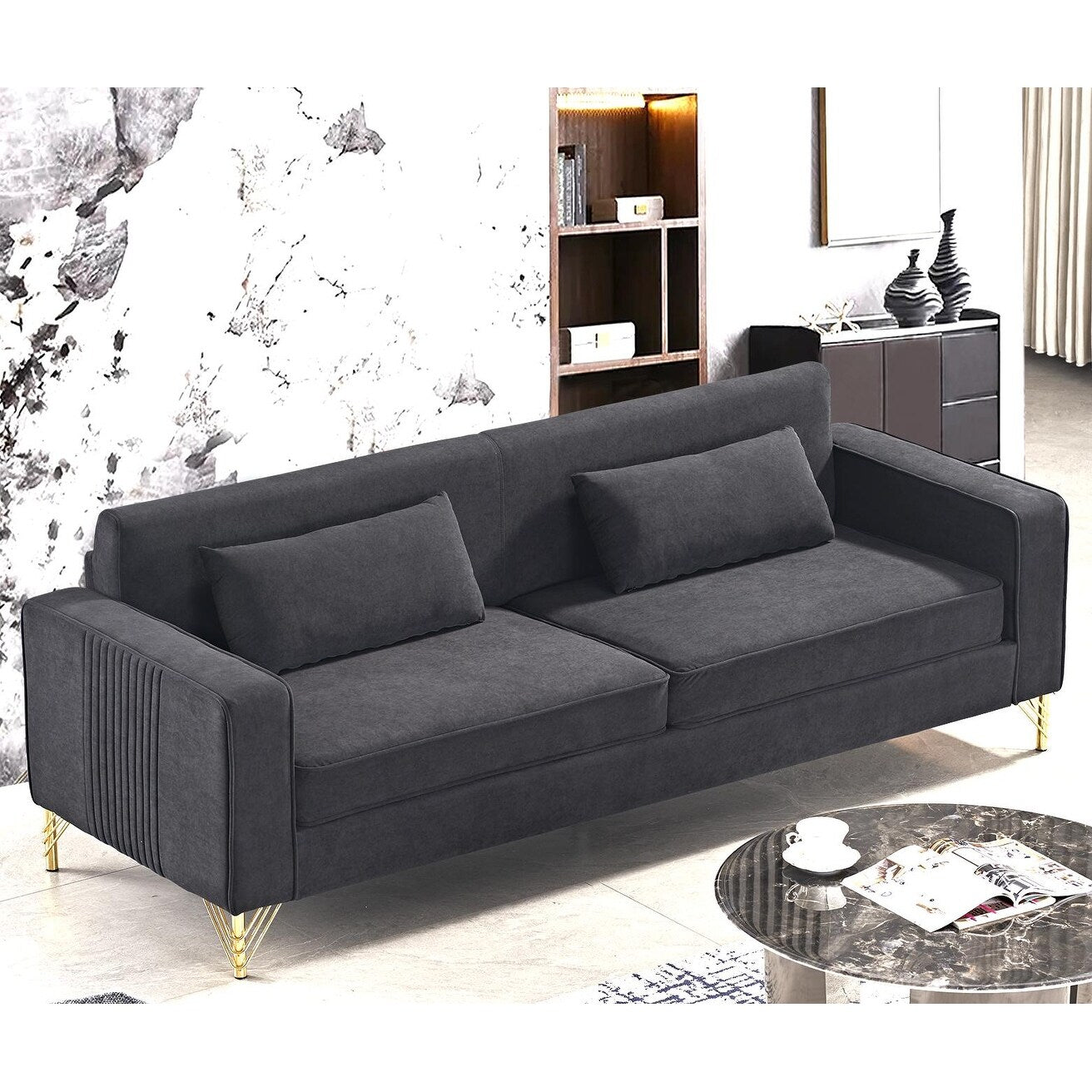 Modern Velvet Upholstered Living Room Sofa