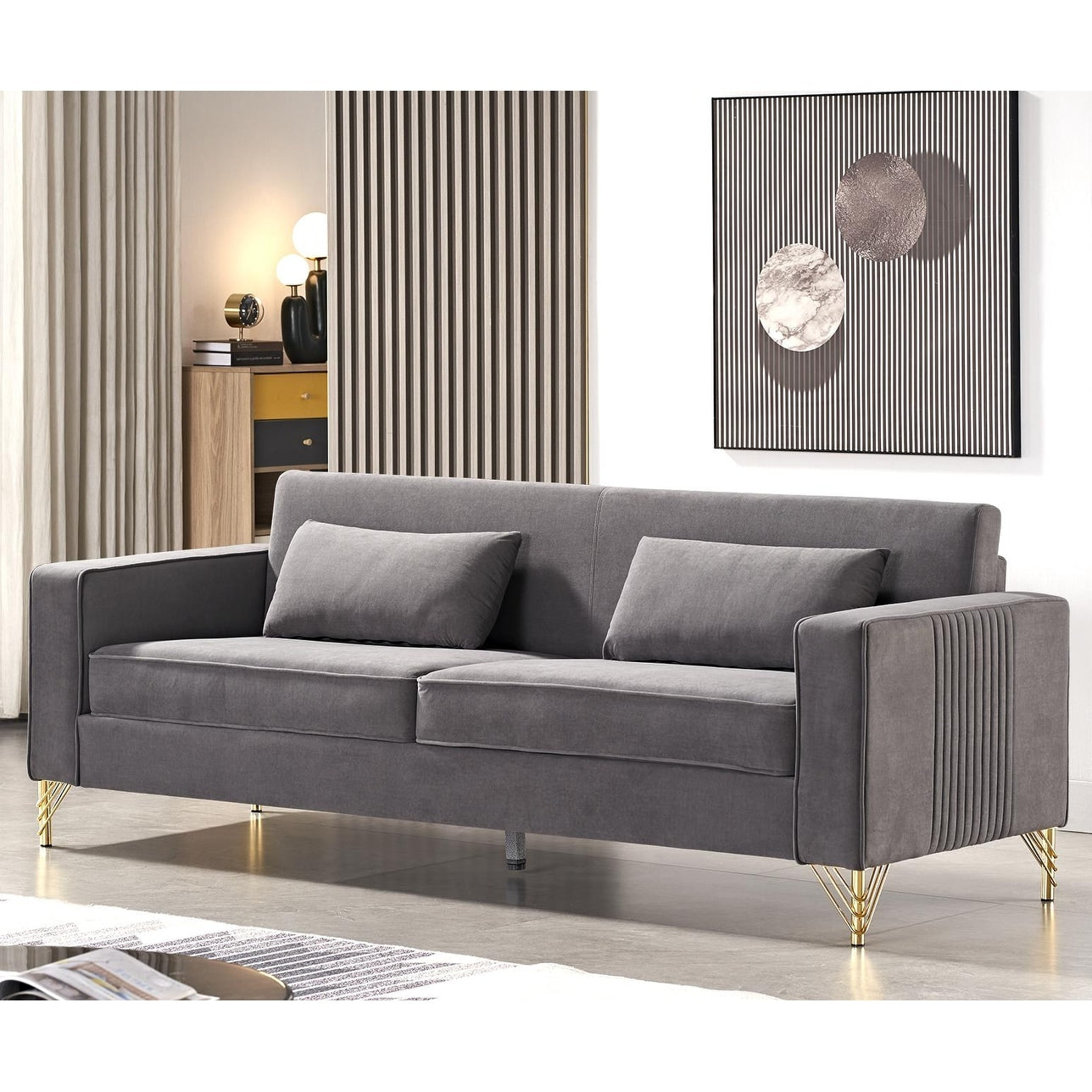 Modern Velvet Upholstered Living Room Sofa