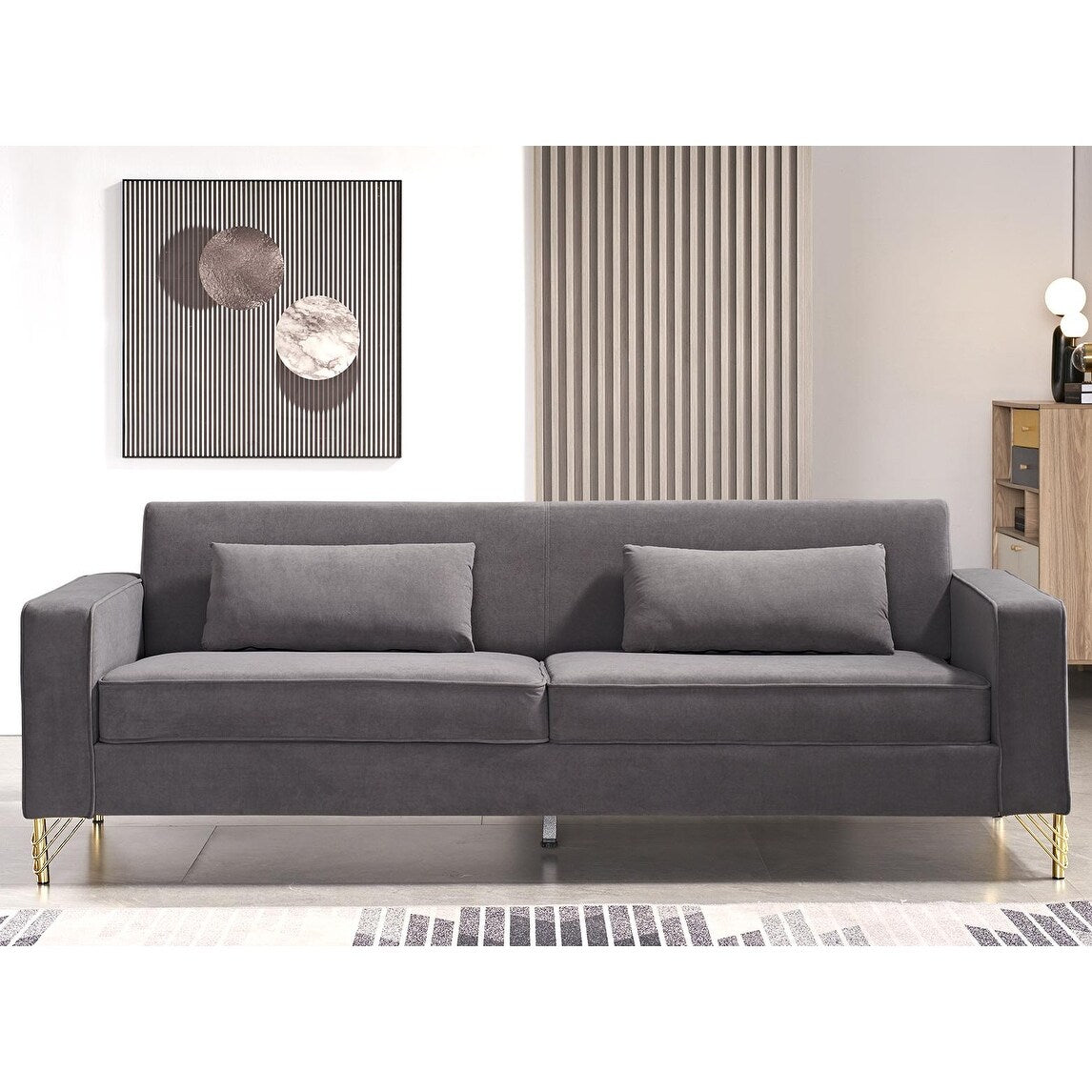 Modern Velvet Upholstered Living Room Sofa