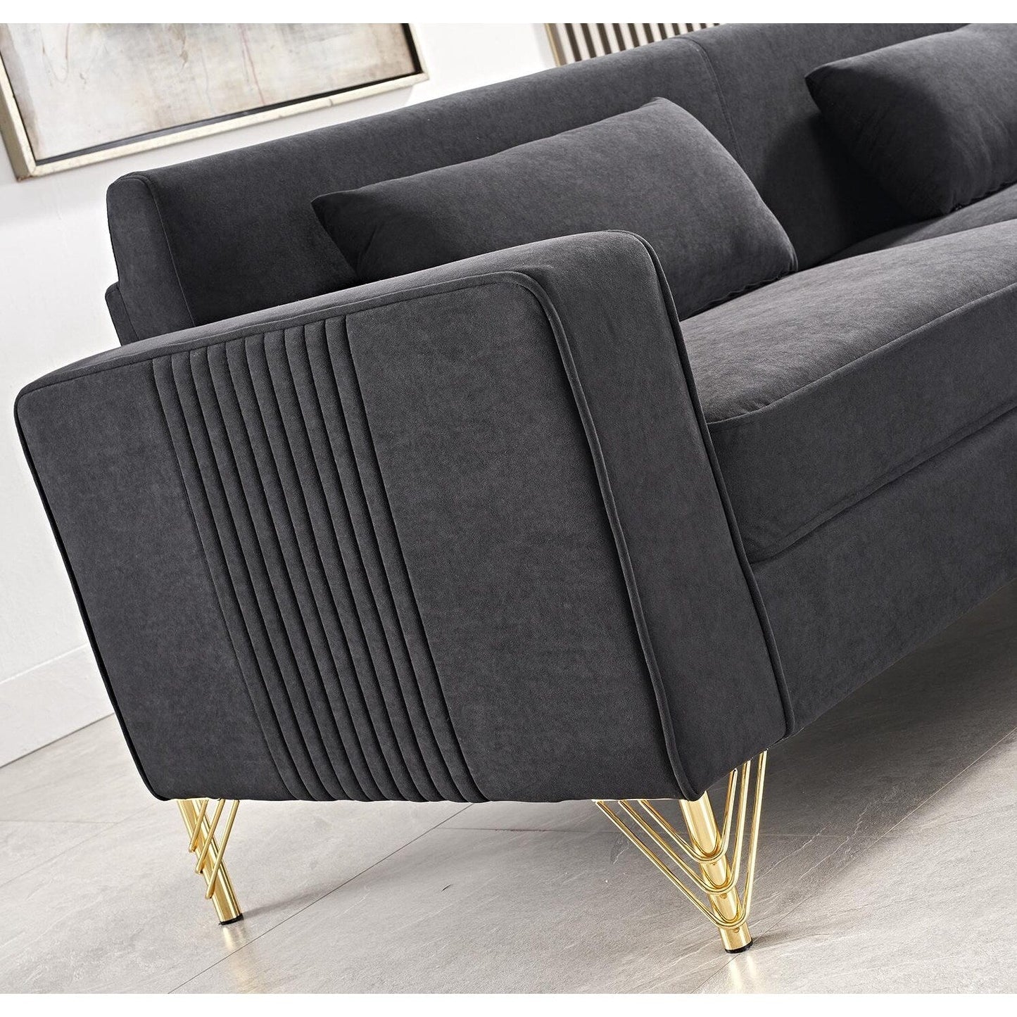 Modern Velvet Upholstered Living Room Sofa