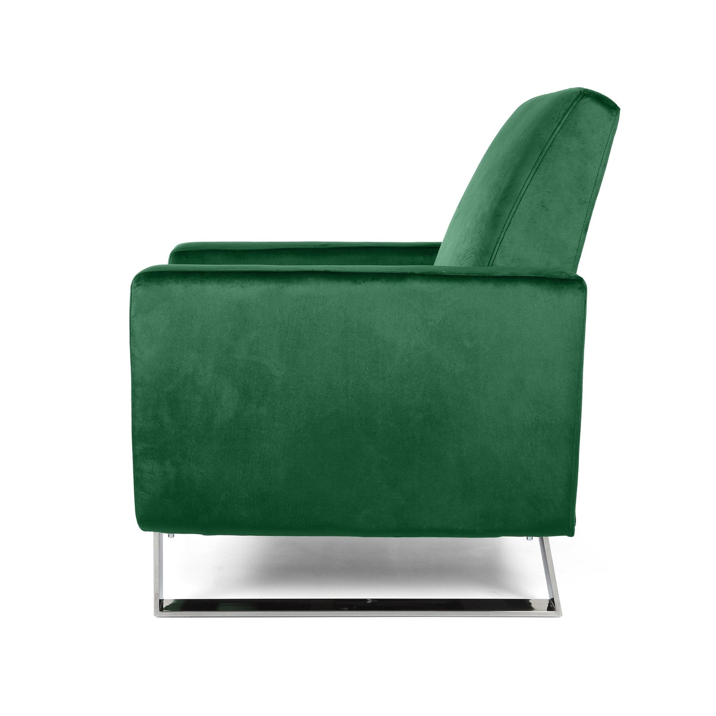 Modern Velvet Upholstered Push-Back Recliner with Footrest and Stainless Steel Legs