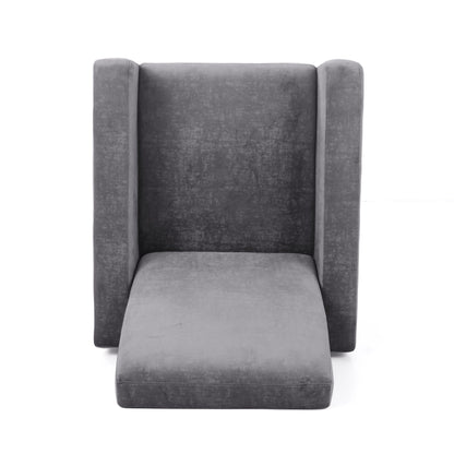 Modern Velvet Upholstered Push-Back Recliner with Footrest and Stainless Steel Legs