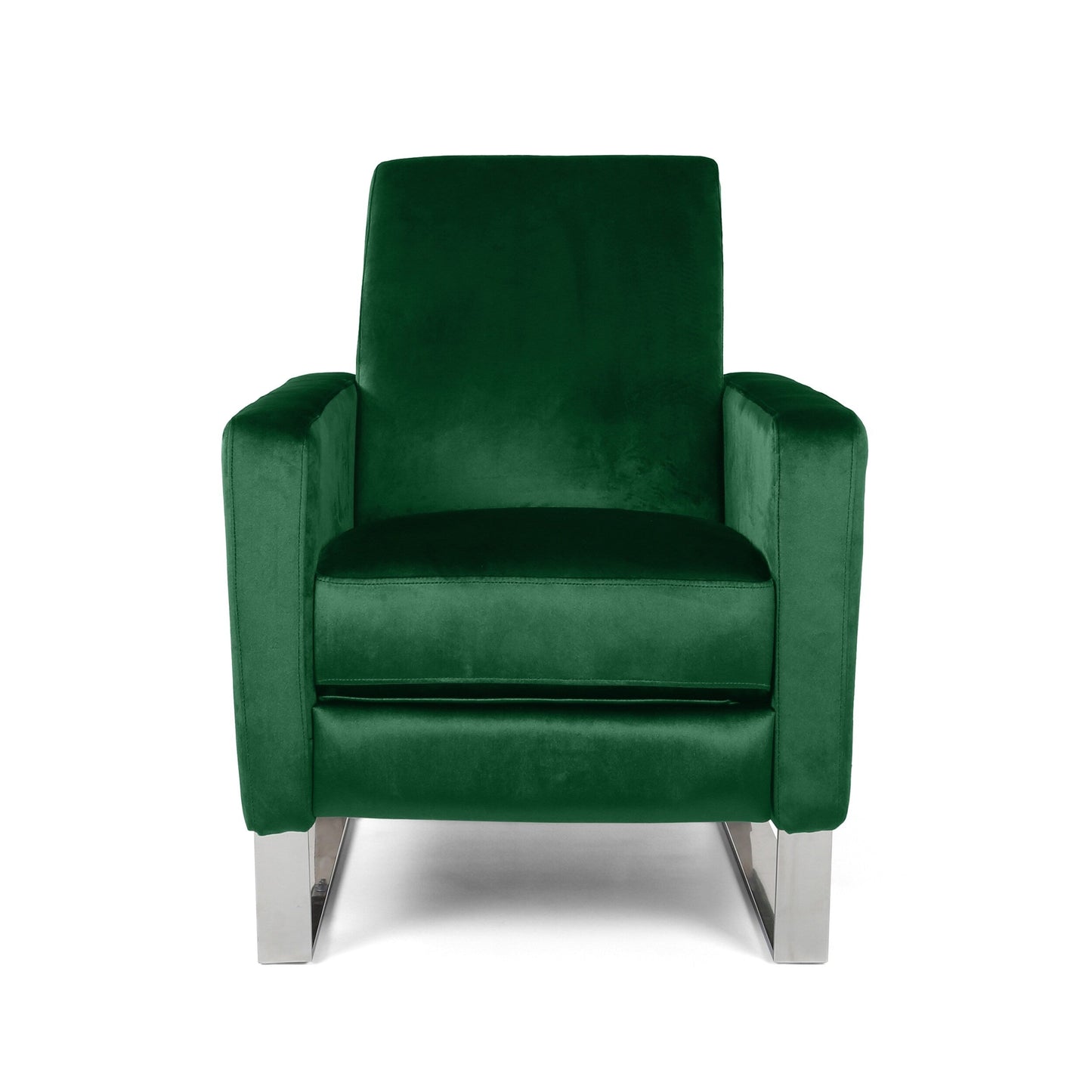 Modern Velvet Upholstered Push-Back Recliner with Footrest and Stainless Steel Legs