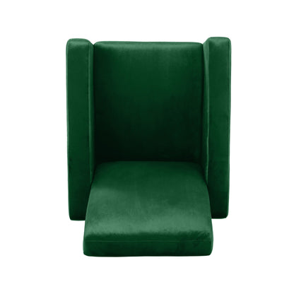 Modern Velvet Upholstered Push-Back Recliner with Footrest and Stainless Steel Legs