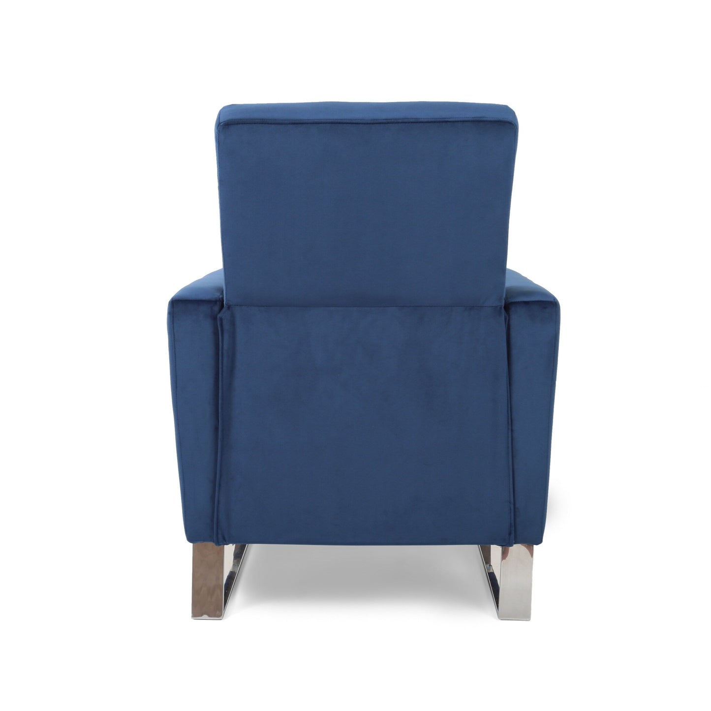 Modern Velvet Upholstered Push-Back Recliner with Footrest and Stainless Steel Legs
